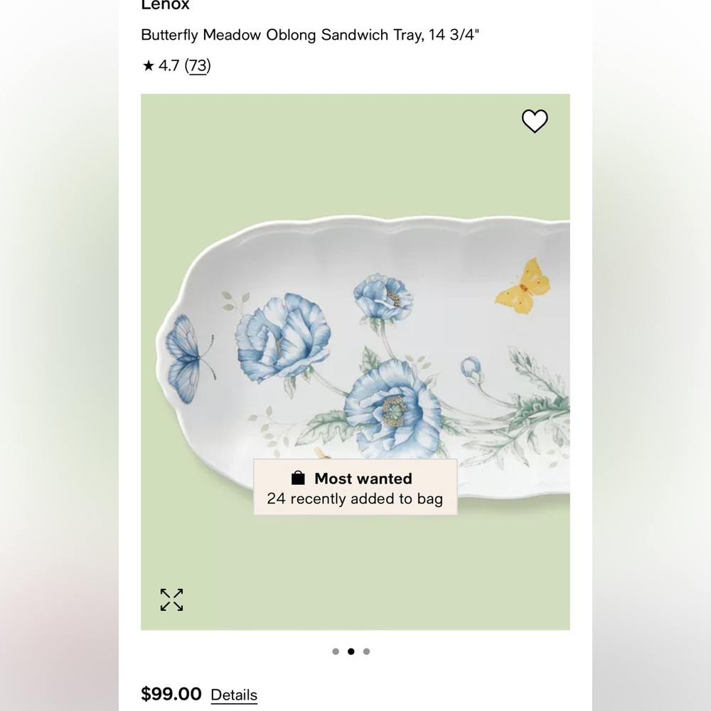 Lenox Butterfly Meadow Sandwich Tray - Picture 3 of 3